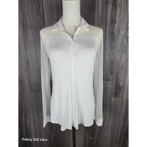 Princess Vera Wang Chic Sheer Long Sleeve Button-Up Shirt‎ Sz Small